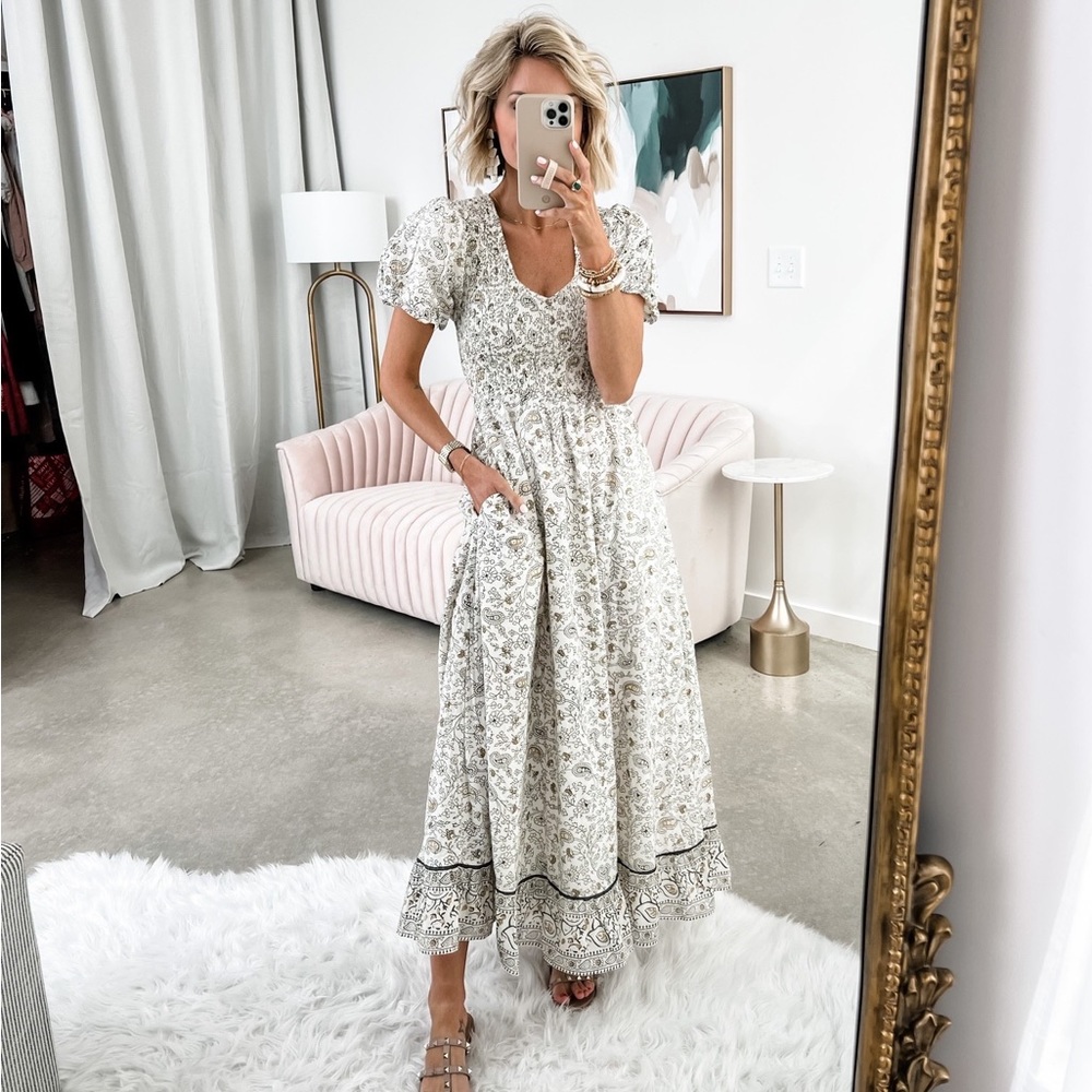 Cleobella Floral White Maxi Dress